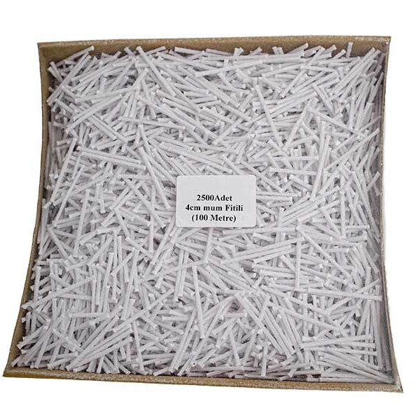 Hazır Mum Fitili Beyaz 4 Cm 2500 Adet / 100 Metre