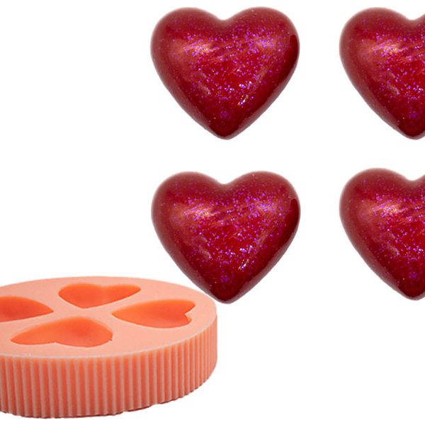 4'lü Kalp Silikon Mum Kalıbı M-194