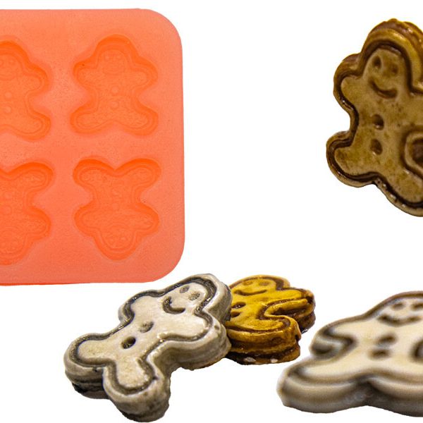 4'lü Kurabiye Adam Silikon Mum Kalıbı M-224