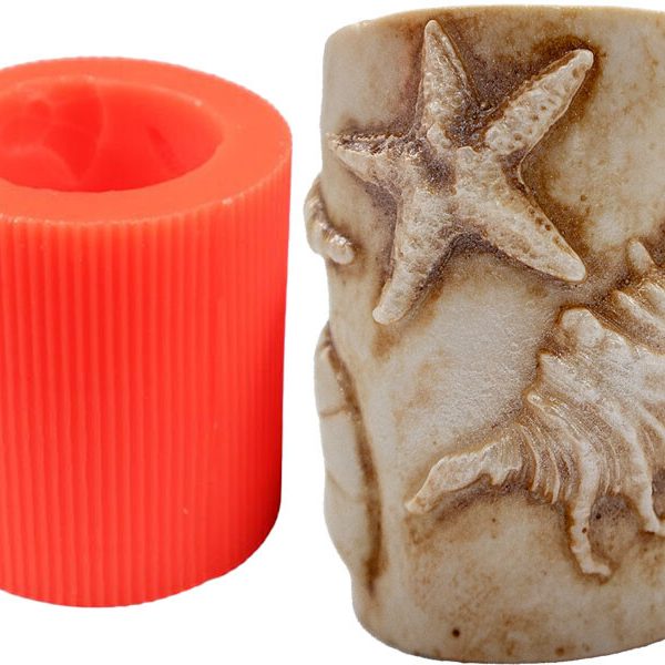 Deniz Kabuğu Desenli Silindir Silikon Mum Kalıbı M-111