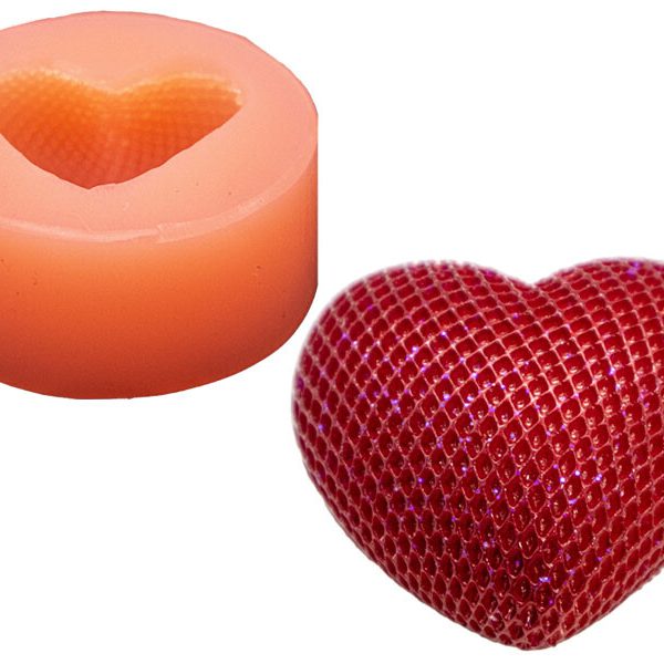 Desenli Küçük Kalp Silikon Mum Kalıbı M-248