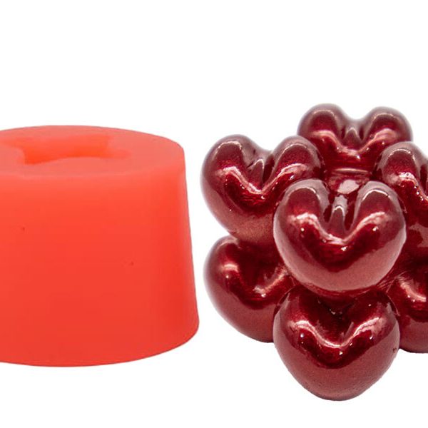 Mini Kalp Bubble Silikon Mum Kalıbı M-138