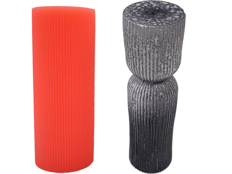 Nervürlü Büyük Sütun Silikon Mum Kalıbı M-145