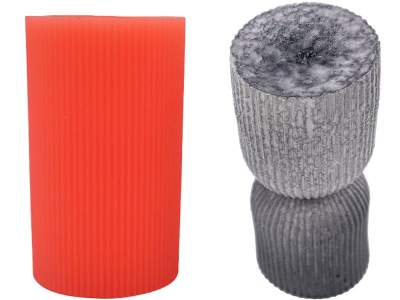 Nervürlü Küçük Sütun Silikon Mum Kalıbı M-146