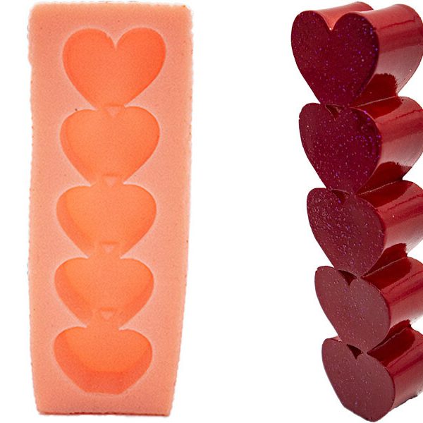 Şerit Kalpli Silikon Mum Kalıbı M-205