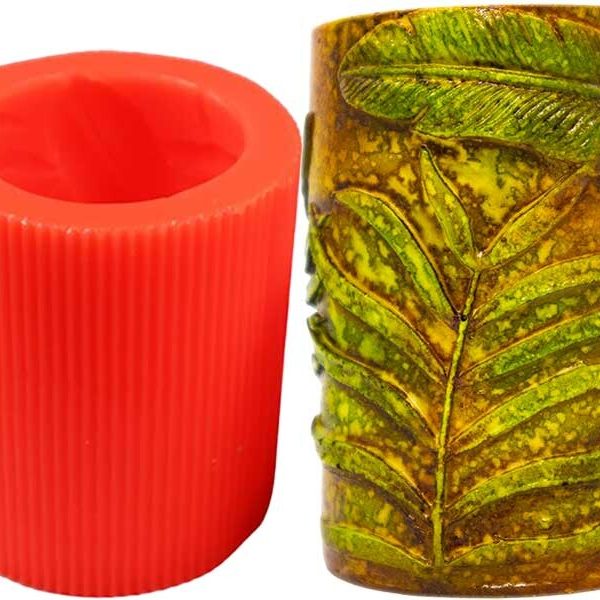 Yaprak Desenli Silindir Silikon Mum Kalıbı M-18