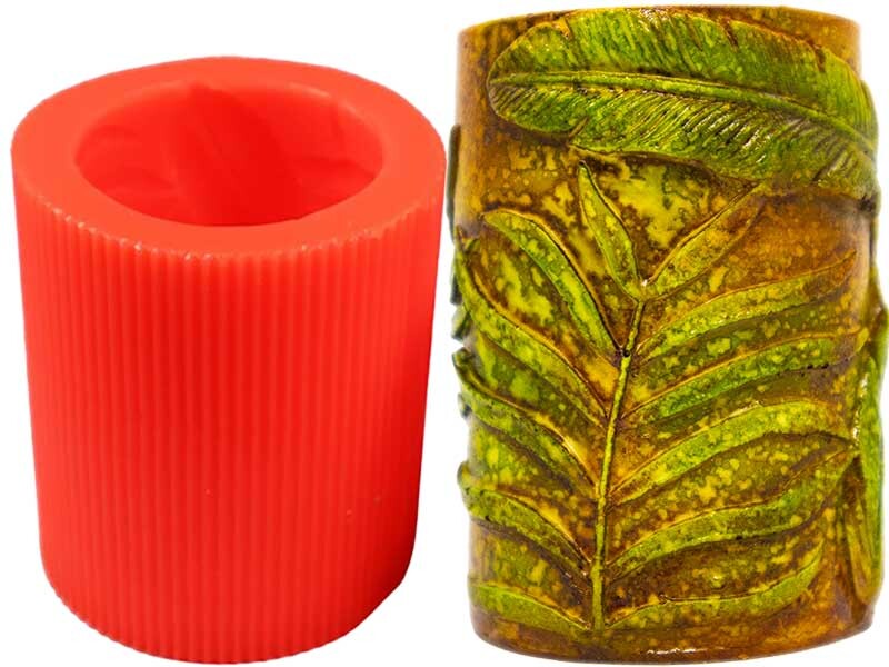 Yaprak Desenli Silindir Silikon Mum Kalıbı M-18