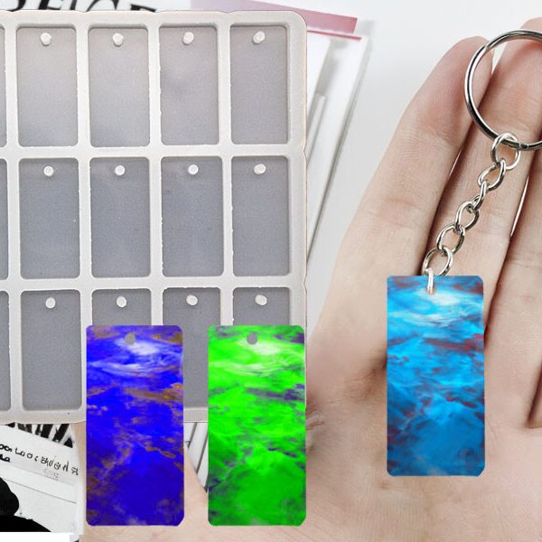 15'li Dikdörtgen Anahtarlık Epoksi Kalıbı EPK-722