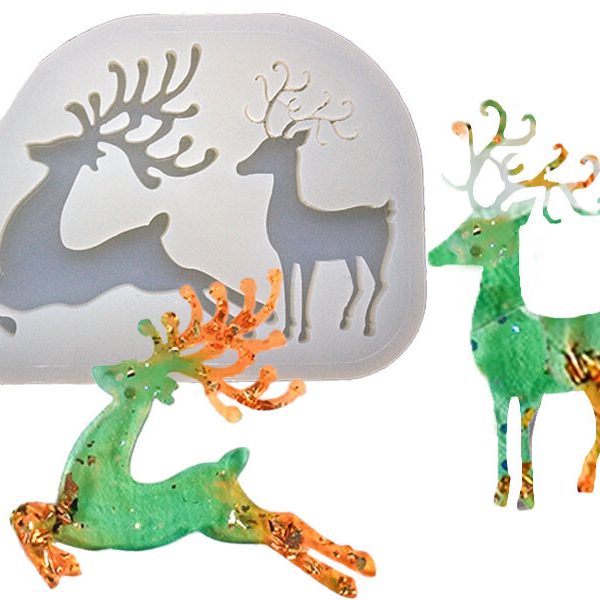 2'li Uçan Geyik Yılbaşı Süsü Epoksi Kalıbı EPK-769