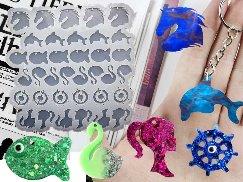 36'lı Çoklu Figür Anahtarlık Epoksi Kalıbı EPK-727