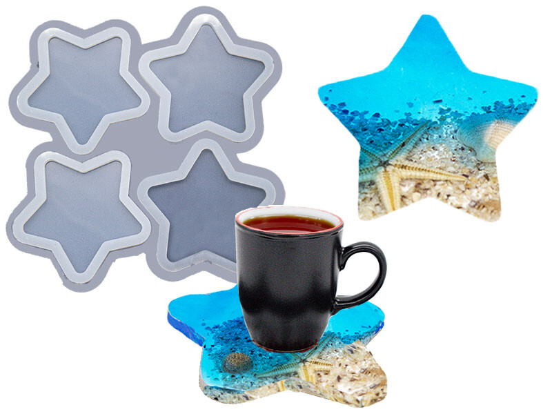 4'lü Yıldız Bardak Altlığı Epoksi Kalıbı EPK-729