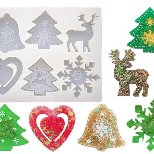 6'lı Noel Motifli Yılbaşı Süsü Epoksi Kalıbı EPK-772