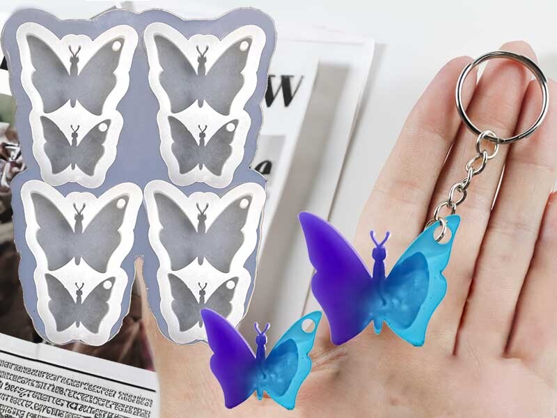 8'li Kelebek Anahtarlık Epoksi Kalıbı EPK-645