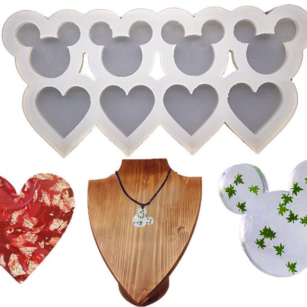 8'li Mickey Mouse ve Kalp Kolye Epoksi Kalıbı EPK-726