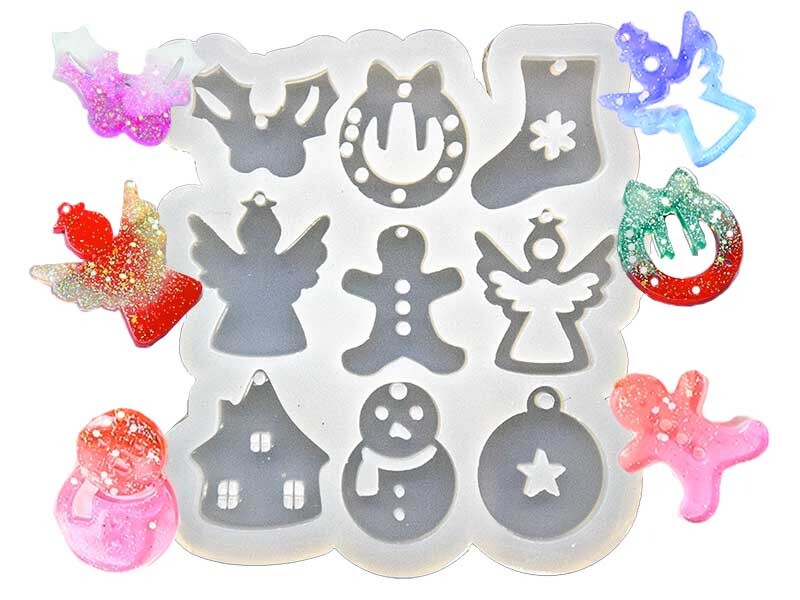 9'lu Noel Kar Model Anahtarlık Epoksi Kalıbı EPK-768