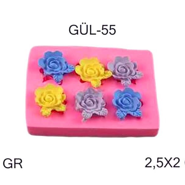 Altılı Gül Silikon Kalıbı GÜL-55