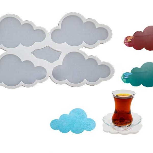 4'lü Bulut Model Bardak Altlığı Epoksi Kalıbı EPK-449