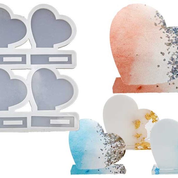 4'lü Kalp Model Masa Süsü Epoksi Kalıbı EPK-450