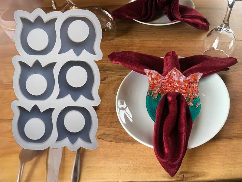 Epoksi 6'lı Lale Peçete Yüzüğü Silikon Kalıbı EPK-603