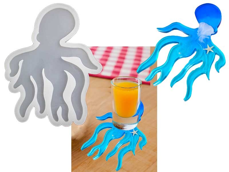 Ahtapot Bardak Altlığı Epoksi Kalıbı EPK-523