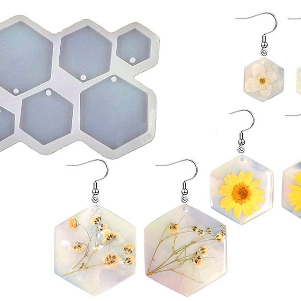 6'lı Altıgen Küpe Epoksi Kalıbı EPK-417