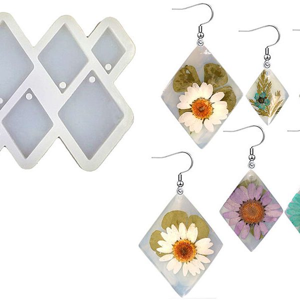 6'lı Baklava Model Küpe Epoksi Kalıbı EPK-413