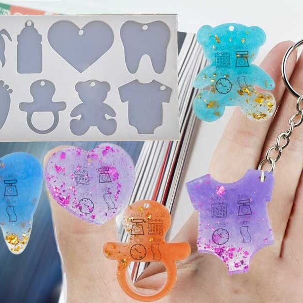 8'li Bebek Objeleri Anahtarlık Epoksi Kalıbı EPK-453