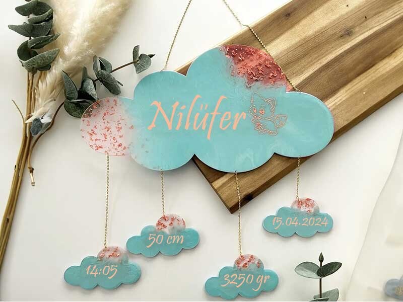 Bulut Model Bebek Kapı Süsü Epoksi Kalıbı EPK-624