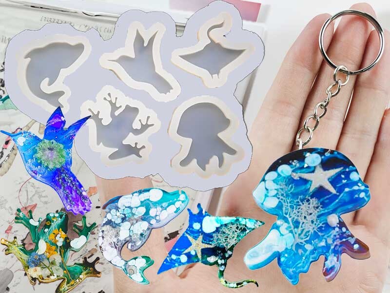 5'li Hayvan Figürlü Anahtarlık Epoksi Kalıbı EPK-572