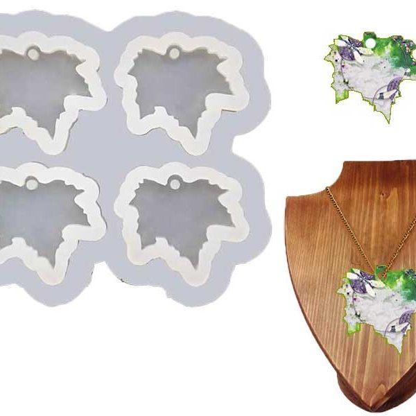 4'lü Çınar Yaprağı Model Kolye Epoksi Kalıbı EPK-577