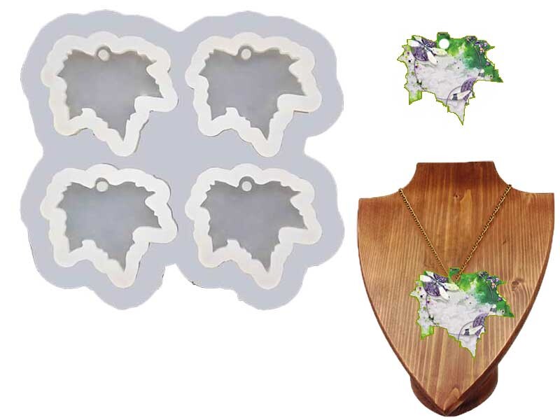 4'lü Çınar Yaprağı Model Kolye Epoksi Kalıbı EPK-577