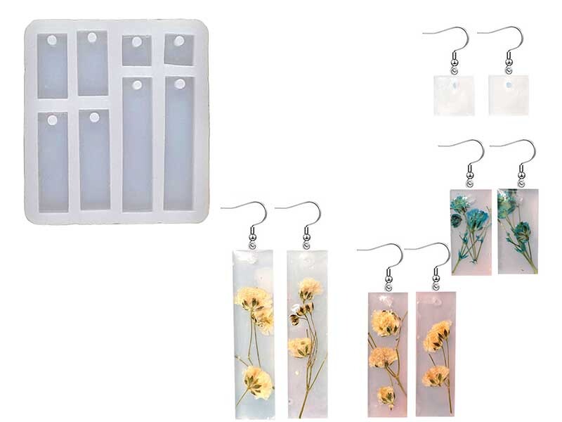 8'li Dikdörgen Küpe Epoksi Kalıbı EPK-415