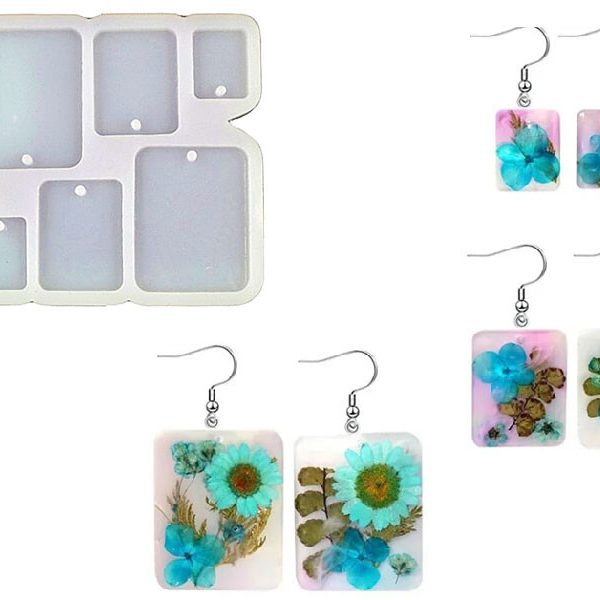 6'lı Dikdörtgen Küpe Epoksi Kalıbı EPK-411