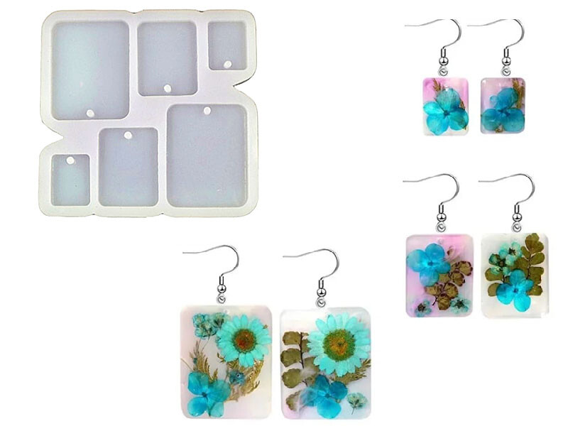 6'lı Dikdörtgen Küpe Epoksi Kalıbı EPK-411