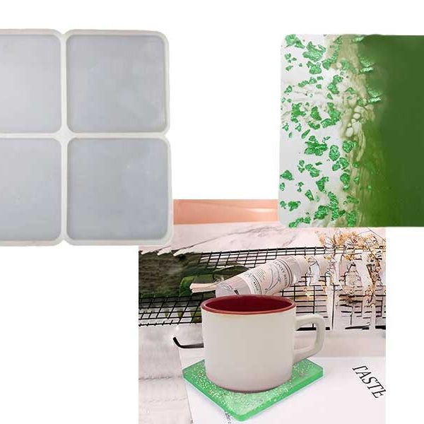 4'lü Kare Bardak Altlığı Epoksi Kalıbı EPK-395