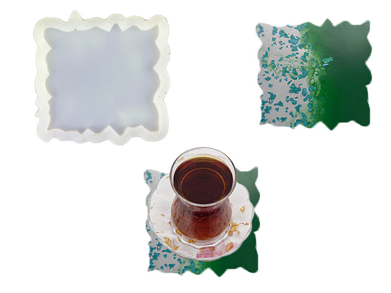 Kare Tırtıklı Bardak Altlığı Epoksi Kalıbı EPK-353