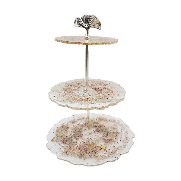 Epoksi Mercan Model Kek Standı Demiri Gümüş Renk