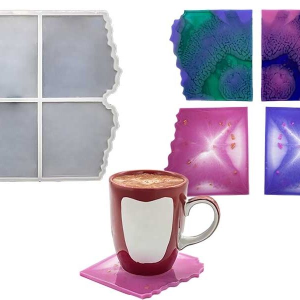 4'lü Tırtıklı Bardak Altlığı Epoksi Kalıbı EPK-394