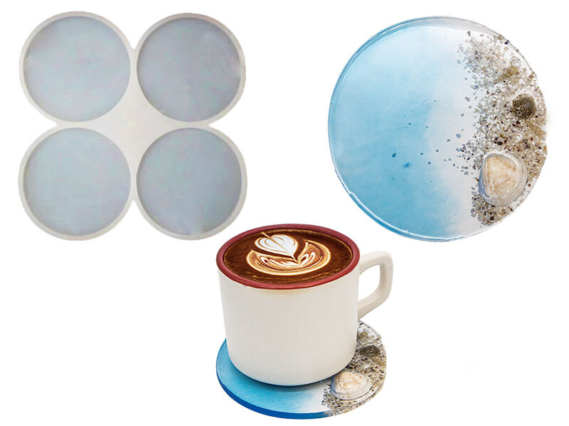 4'lü Yuvarlak Bardak Altlığı Epoksi Kalıbı EPK-387