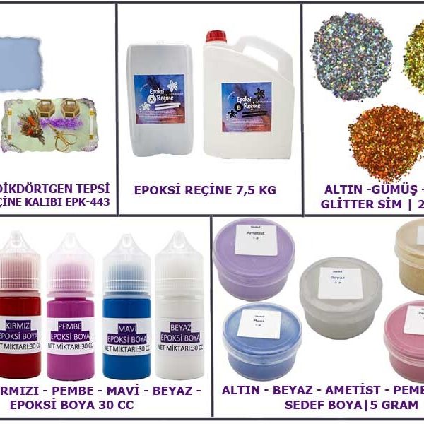 Epoksi Tırtıklı Dikdörtgen Tepsi Yapım Seti