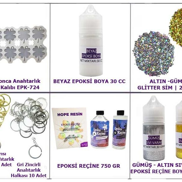 Epoksi Yonca Anahtarlık Yapım Seti