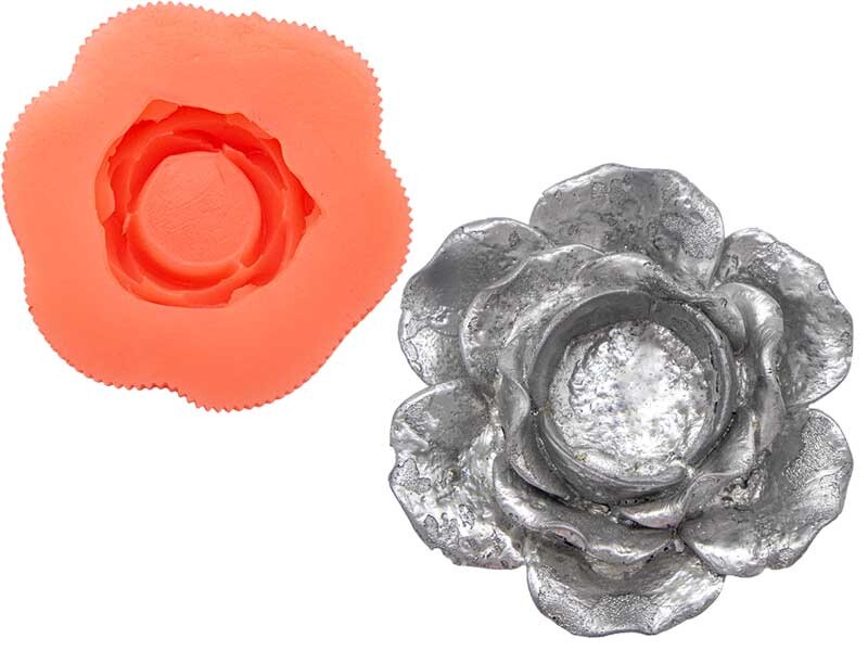 Gül Desenli Mumluk Beton Saksı Kalıbı B-93