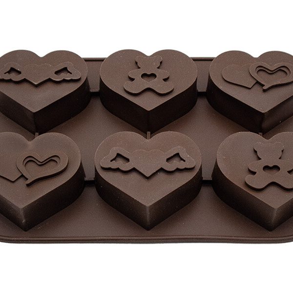 Kalp 6'lı Motifli Muffin Silikon Kalıbı KM-GG0715