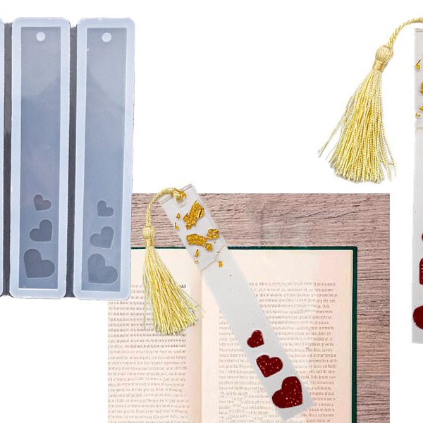 Kalp Desen 3 lü Kitap Ayracı Epoksi Kalıbı EPK-801