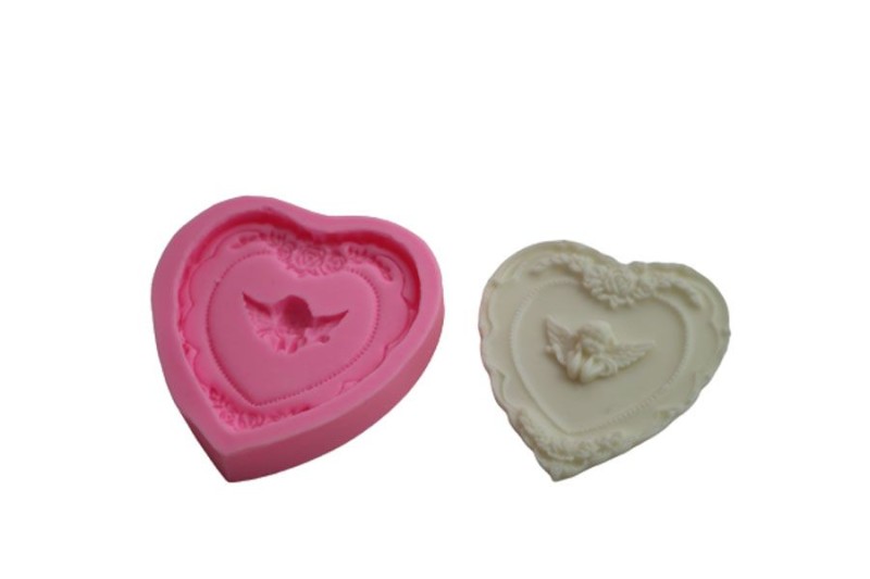Kalp İçinde Kanatlı Melek Silikon Kalıp ME-02