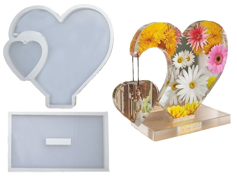 Kalp Sarkaç Fotoğraf Çerçevesi Epoksi Kalıbı EPK-704