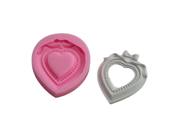 Mini Kalp Çerçeve Silikon Kalıbı ÇE-44