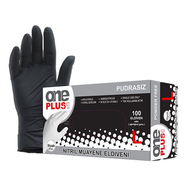 Nitril Eldiven Siyah Renk L Beden
