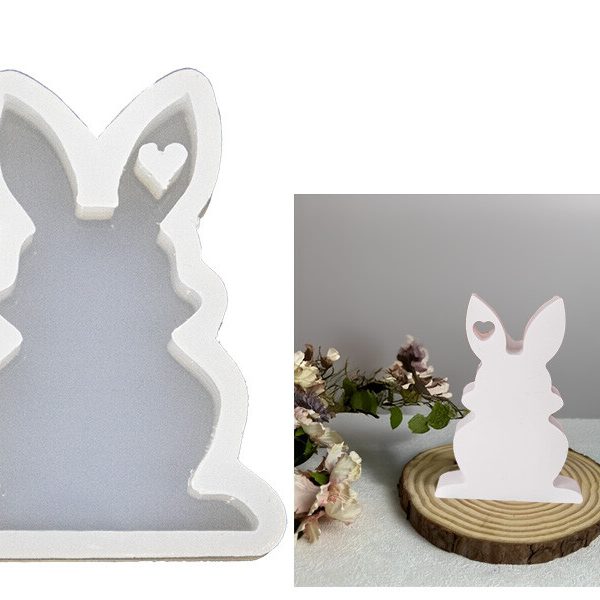 Oturan Dik Kulak Kalpli Tavşan Epoksi Kalıbı EPK-673