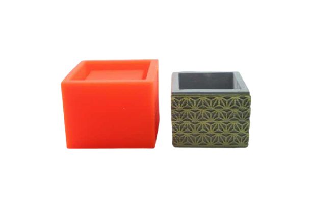 Geometrik Motifli Küp Beton Saksı Silikon Kalıp B-41